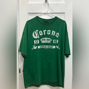 Vintage Corona Beer Cerveza League T-shirt green and white Size XL